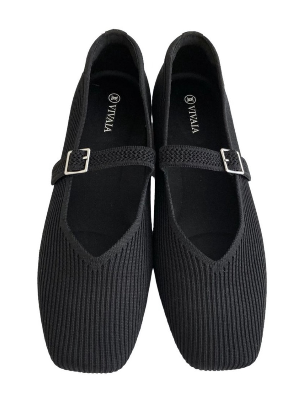 Vivaia Margot Mary Jane Black Square Toe Comfort Flats Ballet Washable Black 8.5